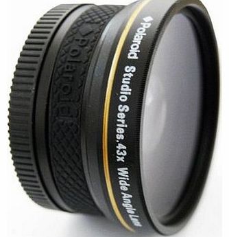 Polaroid Studio Series 58mm .43x High Definition Wide Angle Lens With Macro Attachment, Includes Lens Pouch and Cap Covers
