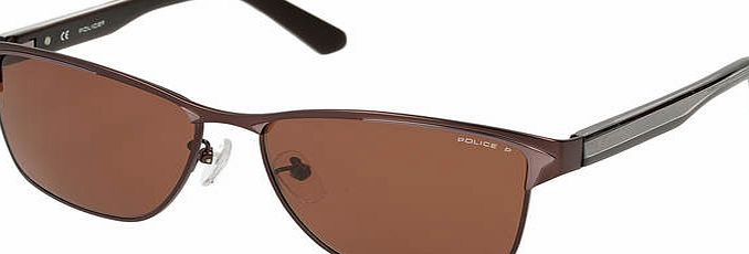 Police Dark Brown Half Rim effect with Brown