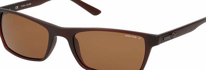 Police Large Dark Brown Wayfarer with Brown