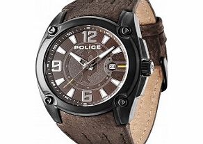 Police Mens Adventure Brown Leather Strap Watch