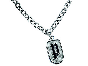 police Stainless Steel P Tag Pendant and Chain 019821