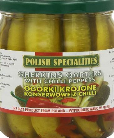 POLISH SPECIALLITIES LTD Polish Specialities Gherkins Quarters with Chilli Peppers 510 g (Pack of 8)