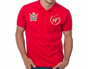 Red embroidered crest polo shirt