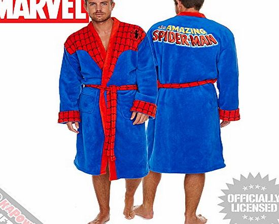 Pop Art Products Spiderman Dressing Gown - Luxury Fleece Robe For Him Marvel Comics Superhero