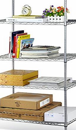 Popamazing 4/5-Tier Carbon Steel Shelf Kitchen Storage Wire Metal Rack Shelving (5-Tiers Without Wheels(29.5x13.8x59.1``))