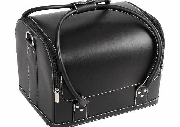 Popamazing Beauty Vanity Makeup Cosmetic Box Case Nail Polish Storage Make up Box (Plain Black)