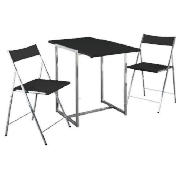 extending dining table & 2 chairs, black