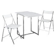 extending dining table & 2 chairs, white