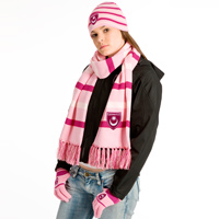 Hat and Scarf Set - Pink - Womens.