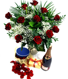 Romance Flowers Gift Basket