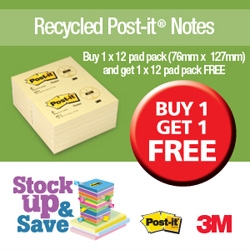 Recycled Notes Pad 100 76x127mm Canary