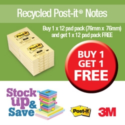 Recycled Notes Pad 100 76x76mm Canary