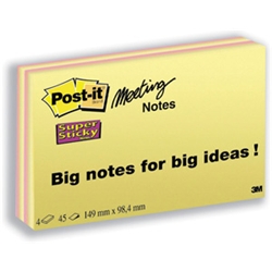 Super Sticky Meeting Notes - 6x4` - 4 pads