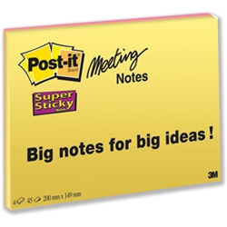 Super Sticky Meeting Notes - 8x6` - 4 pads