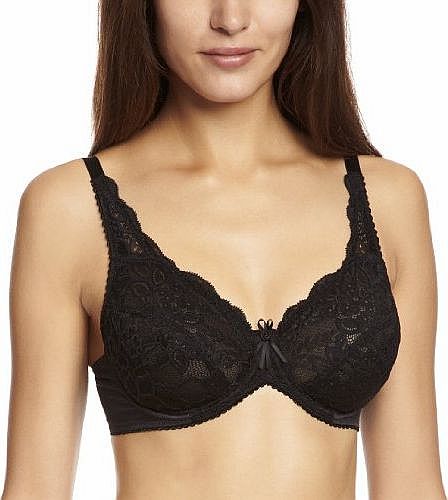 Coverage Lace Full Cup Womens Bra Black 34F