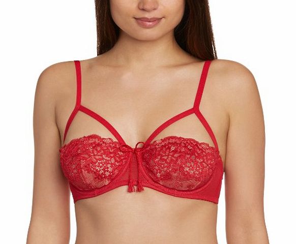 Pour Moi Womens Addicted Half Cup Plain Everyday Bra, Red, 34G