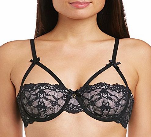 Pour Moi? Womens Forbidden Underwired Half Cup Everyday Bra, Black/Pink, 32F