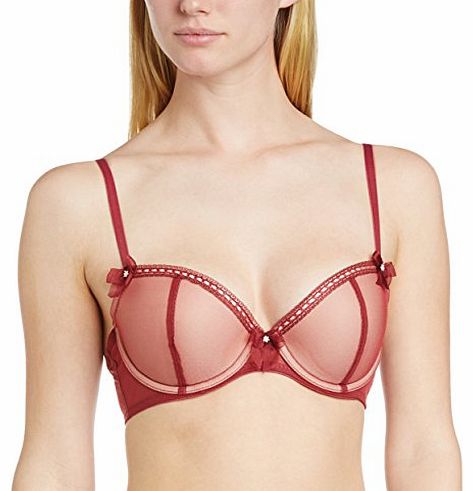 Womens Pin Up Padded Plunge Everyday Bra, Red (Bloody Mary), 34B