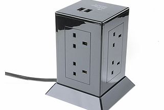 Power Hub Extension Socket, 8-Gang and 2 USB Ports