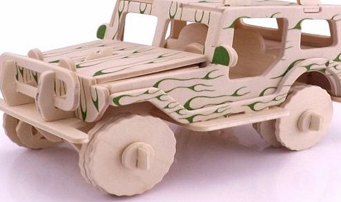 Powerbank2013 Educational Jeep Model Wood Construction Kit DIY Puzzle Toy Gift for Child
