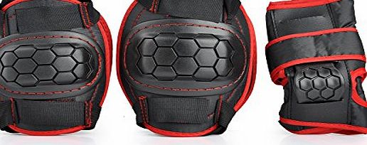 Kids childrens ice/roller skating/skateboard/BMX/scooter protective gear pads(Knee pads+Elbow pads+wrist pads) (Children: M, red)