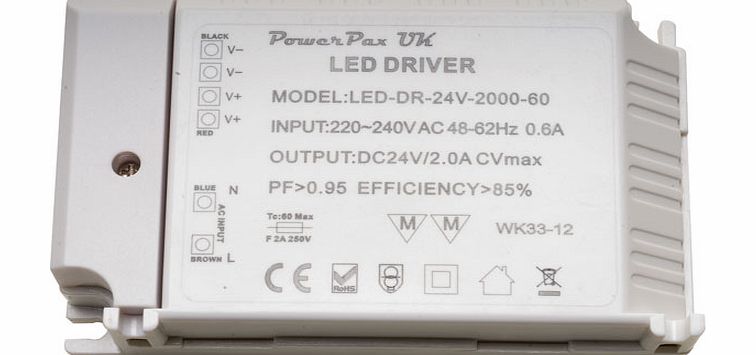 PowerPax UK 24VDC Constant Voltage LED Power Supply 24W