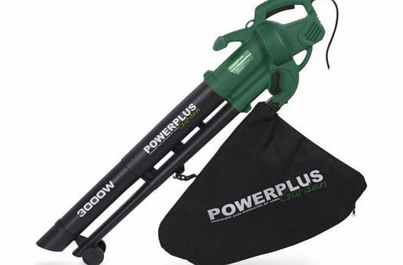 PowerPlus  Garden 3000 Watt 3 in 1 Variable Speed Leaf Shredder Blower Vacuum 35 Litre Collection Bag   Double Wheel Support and Shoulder Strap POW63172 - 2 Year Home User Warranty
