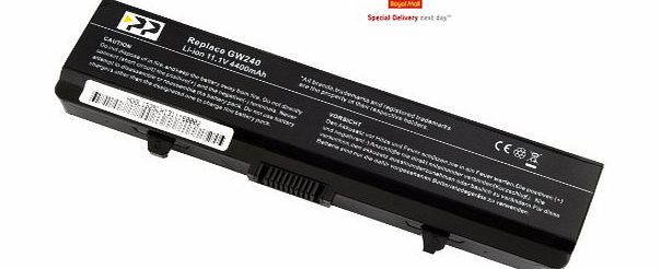 PP New Laptop Battery for Dell Inspiron 1526 1525 1545 1750 1440 Fits gw240 rn873 m911g m911 x284g k450n [ Li-ion 6-cell 4400mAh] replacement. With Globe one year warranty.