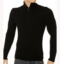 Black 1/4 Zip Chunky Rib Wool Sweater