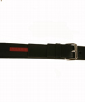 Black Leather & Material Silver Buckle Belt