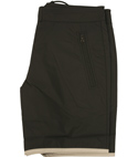 Black Nylon & Polyester Swimming Shorts With Beige Trim