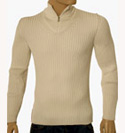 Cream 1/4 Zip Chunky Rib Wool Sweater