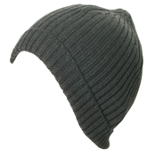 Dark Grey Ribbed Wool Hat