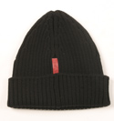 Mens Black Chunky Ribbed Knitted Hat