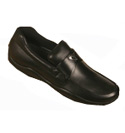 Prada Mens Prada Black Leather Slip On Shoes With Small Prada Badge