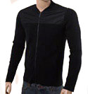 Prada Mens Prada Navy Full Zip Sweater With Cotton Trim on Shoulders