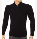 Prada Navy Full Zip Ribbed Wool Sweater