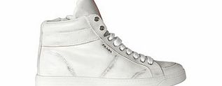White leather high-top sneakers