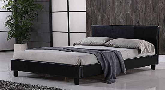 Prado 4FT 6`` Double Faux Leather Bed Frame in Black Prado SUPERB VALUE