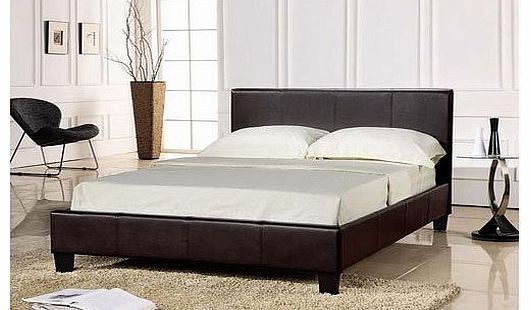 PRADO DOUBLE BEDSTEAD 5.0 FT Prado Faux leather King Size 5.0 Ft Bedstead in Brown Colour (Frame Only)