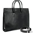 Ladies`Polished Black Leather Classic Handbag