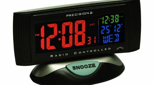 PREC0019 Radio Controlled LCD Screen Alarm Clock with Mains Adaptor, 3 Colours