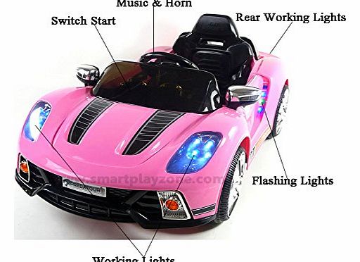 Porsche 918 Style 12v Kids Electric Ride on Car with Remote - Pink - New