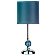 Premier 42cm Chrome Table Lamp W/Teal Glass Ball