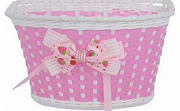 Childrens Bike Basket - Pink With Bow On Front