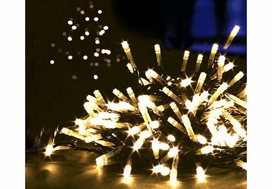 14. 100 Warm White LED Multi Action Christmas Tree Lights, Battery Operated, Timer - Indoor and Outdoor