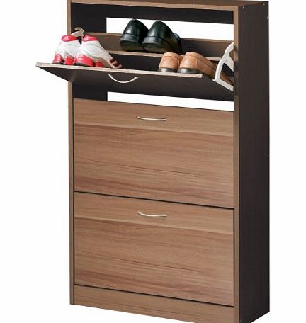 Premier Housewares 3-Drawer Shoe Cupboard with Veneer - 117 x 63 x 24 cm - Brown