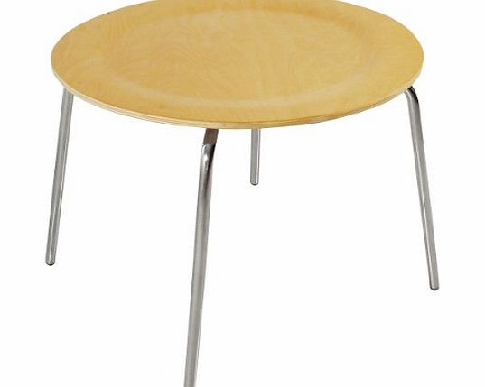 Premier Housewares Coffee Table Round Shaped with Chrome Legs 42 x 50 x 50 cm - Natural Bentwood
