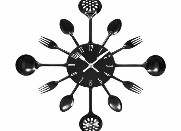 Premier Housewares Cutlery Wall Clock - Black