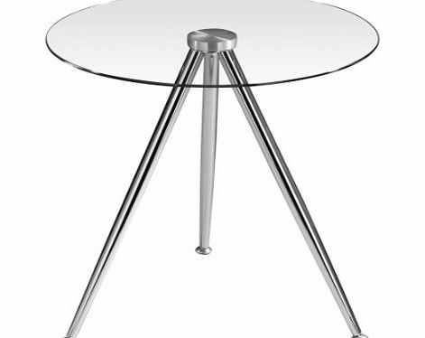 Premier Housewares Round Side Table with Glass Top and Chrome Tripod Legs - 50 x 50 x 50 cm